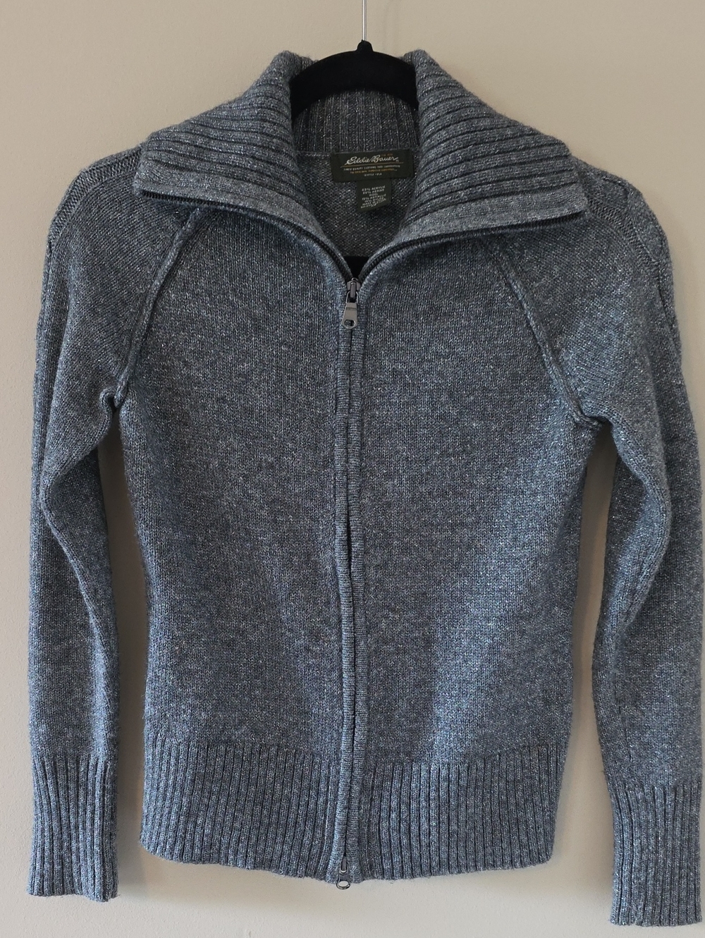 Eddie Bauer Women's Gray Full‑Zip Knit Cardigan Sweater